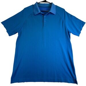 Fabletics Polo Men's Large Golf Short Sleeve Shirt Blue Athletic Performance